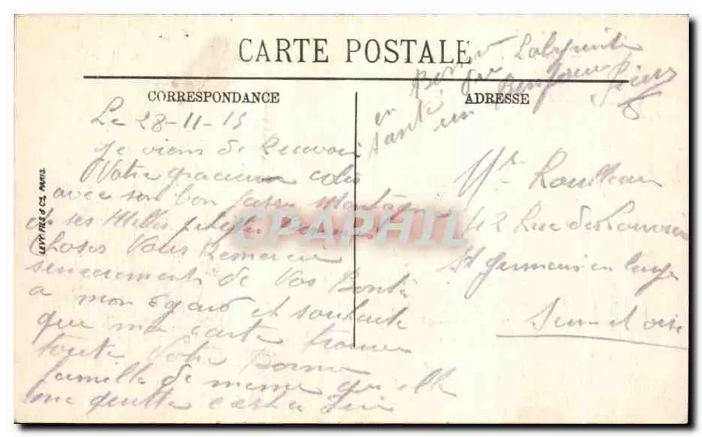 Arras — Das Rathaus und der Platz nach dem Krieg 1914-1918 — Visté Paris n° 637 - Rückseite