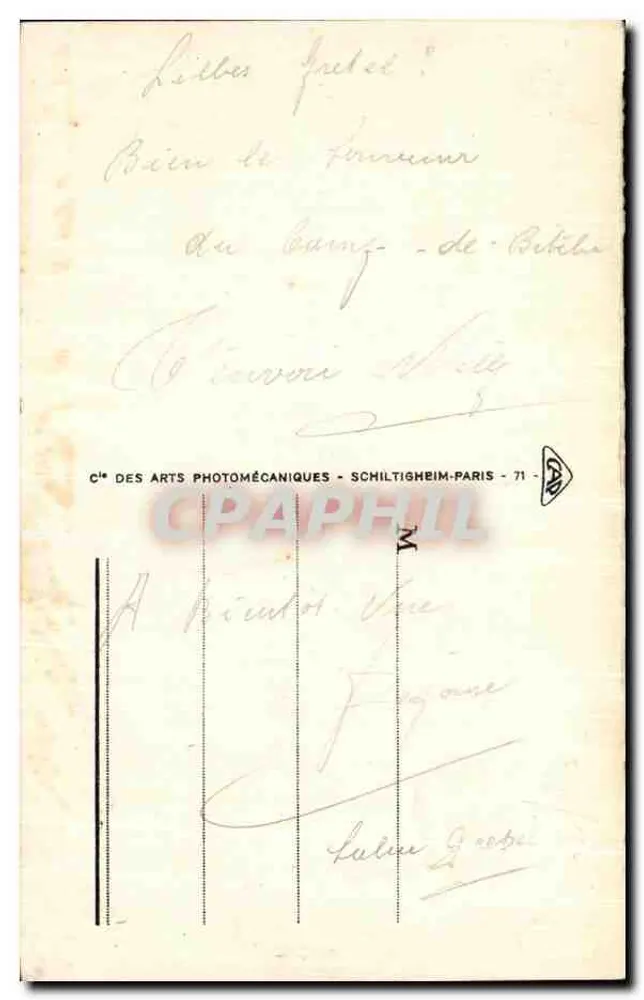 Camp de Bitche — Posto de Polícia — Cie des Arts Photomécaniques - Verso