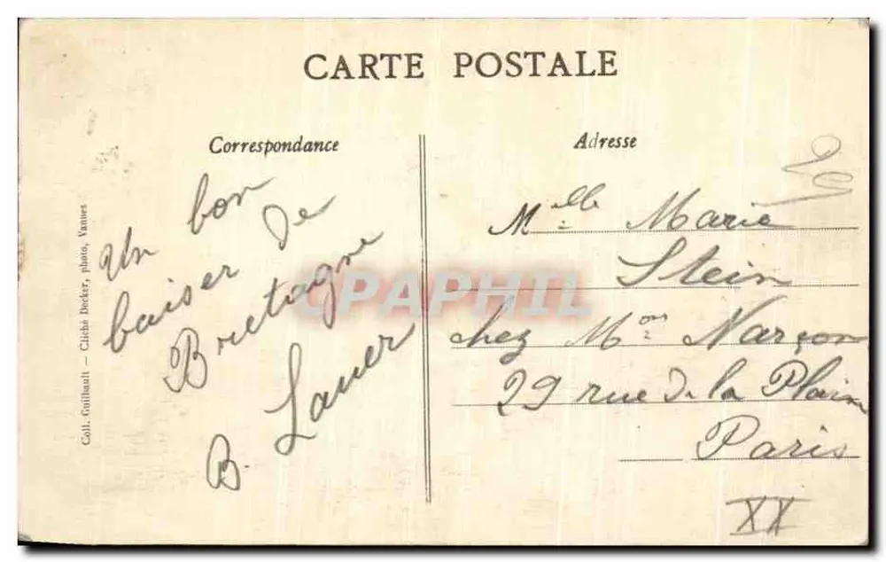 Larmor-Baden — Ecke des Golfs von Morbihan — Sammlung Gouffault, Vannes - Rückseite