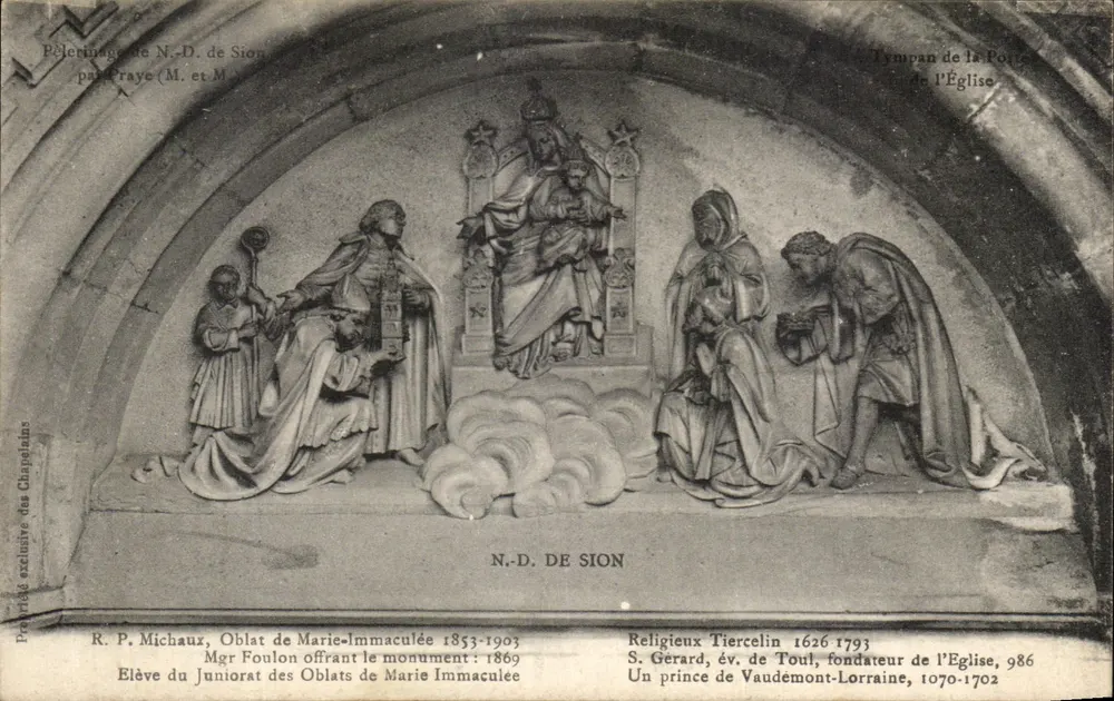 Peregrinação de N.-D. de Sion — Tímpanos da Porta da Igreja — Editor: Privilégio exclusivo dos Capelãos - Frente