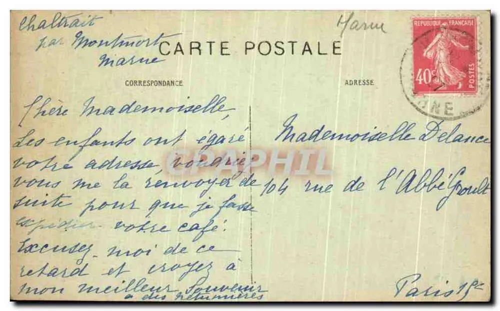 Chaltrait (Marne) — Castelo — J. Doublet, editor - Verso