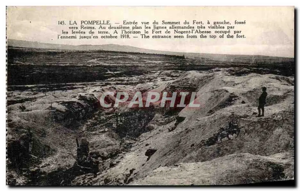La Pompelle — Ansicht von oben, deutsche Linien sichtbar in Richtung Reims — n°145 - Vorderseite