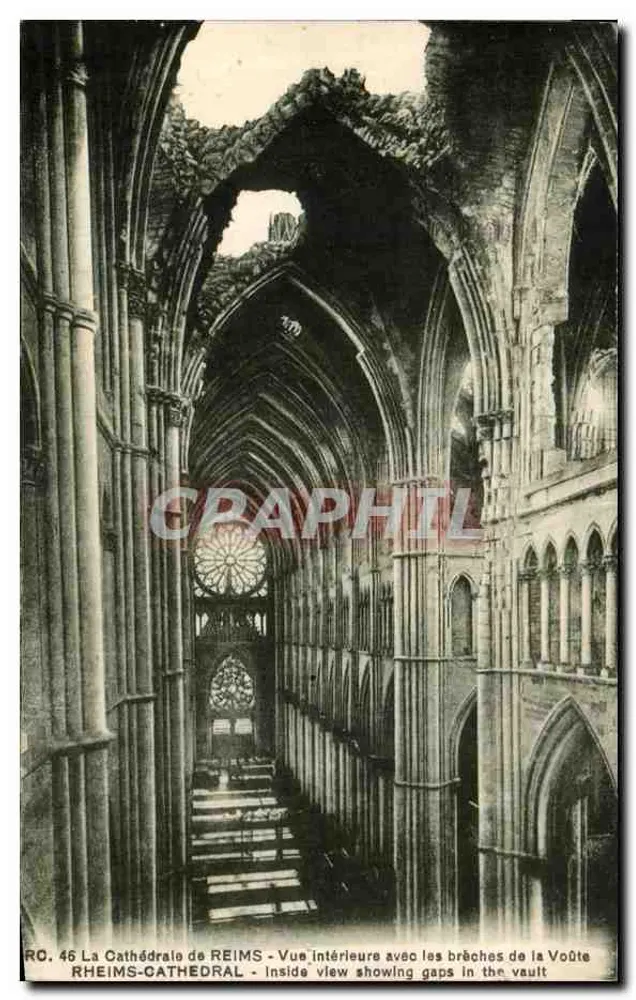 Kathedrale von Reims — Innenansicht mit den Rissen in der Kuppel — RC 46, Edition Kathedrale Reims - Vorderseite