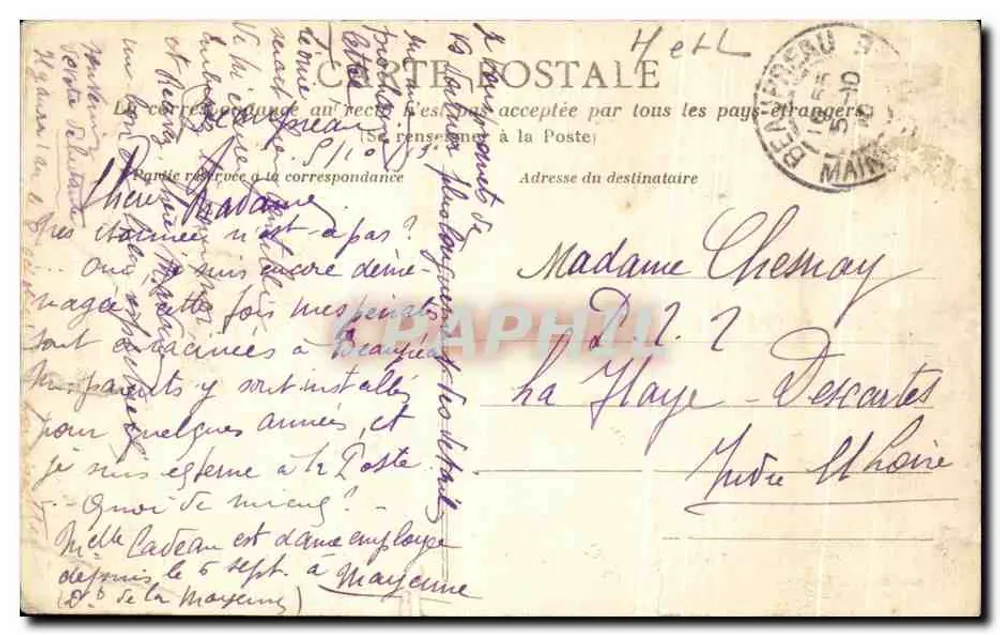 Beaupréau (M.-et-L.) — La place du Marché et les Postes — Imp. Freulon, Beaupréau - Verso