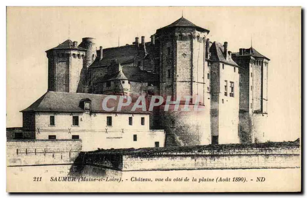 Saumur (Maine-et-Loire) — Schloss, Blick von der Flachlandseite (August 1890) — ND - Vorderseite