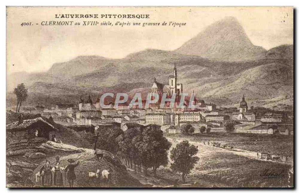 Clermont im 18. Jahrhundert — nach einer Holzschnitte der Zeit — Verlag: Leduc - Vorderseite