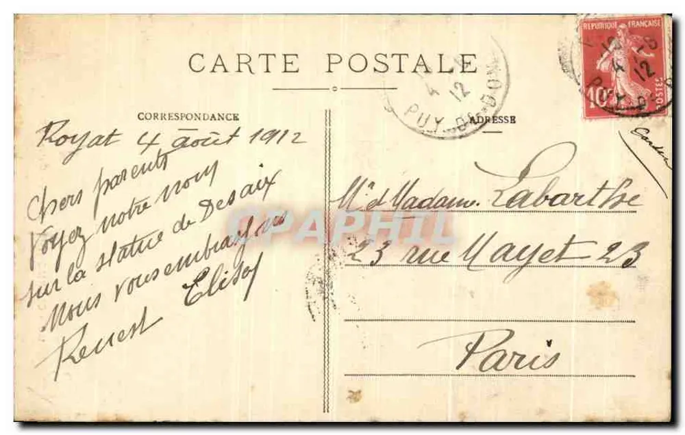 Clermont-Ferrand — Statue de Desaix — L'Auvergne, éditée par M.T. n°160 - Verso