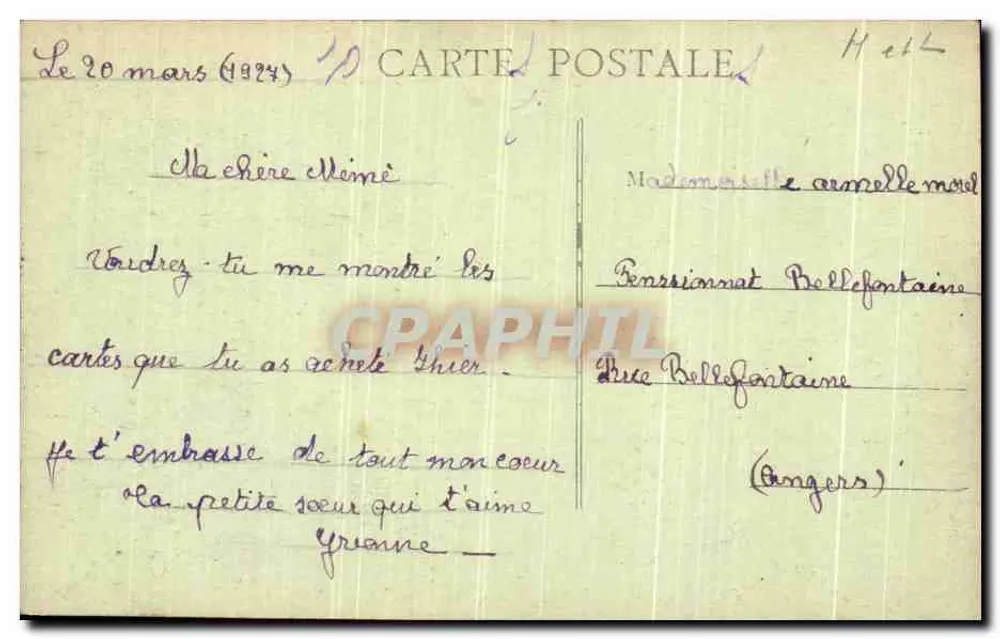 Institut Bellefontaine — Angers - Verso