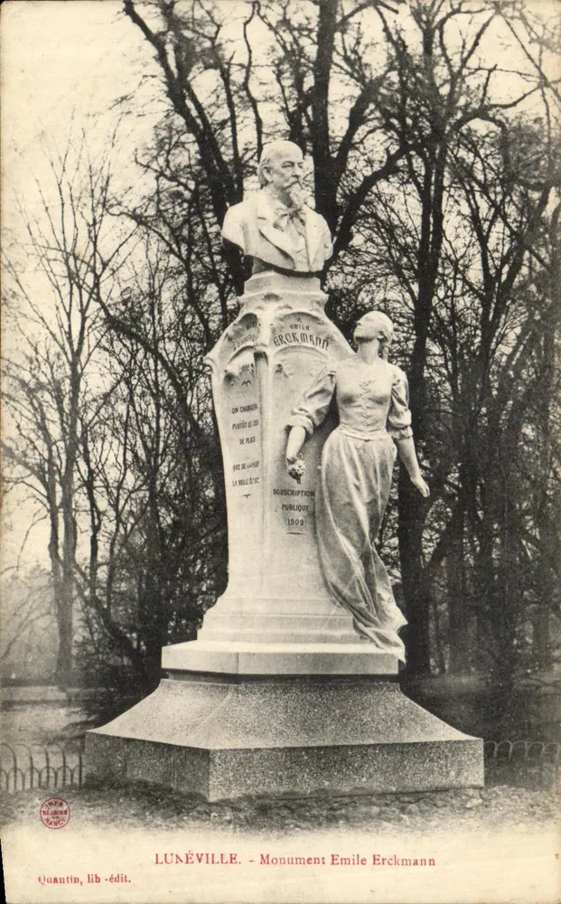 Lunéville - Monument Émile Erckmann — Quantin, lib.-édit. - Frente