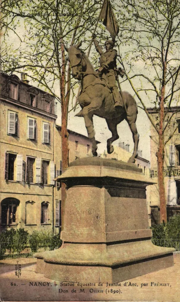 Nancy — Reitstatue der Jeanne d'Arc von Frémiet — Geschenk von Herrn Osiris (1890) - Vorderseite