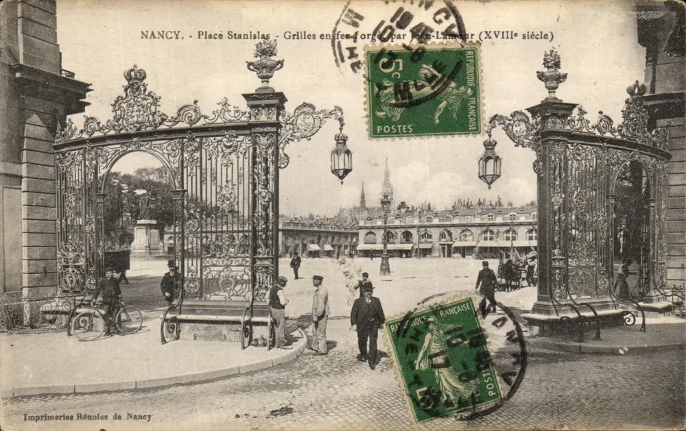 NANCY - Place Stanislas - Eisenwerk-Türen von Jean-Lambour (18. Jahrhundert) - Vorderseite