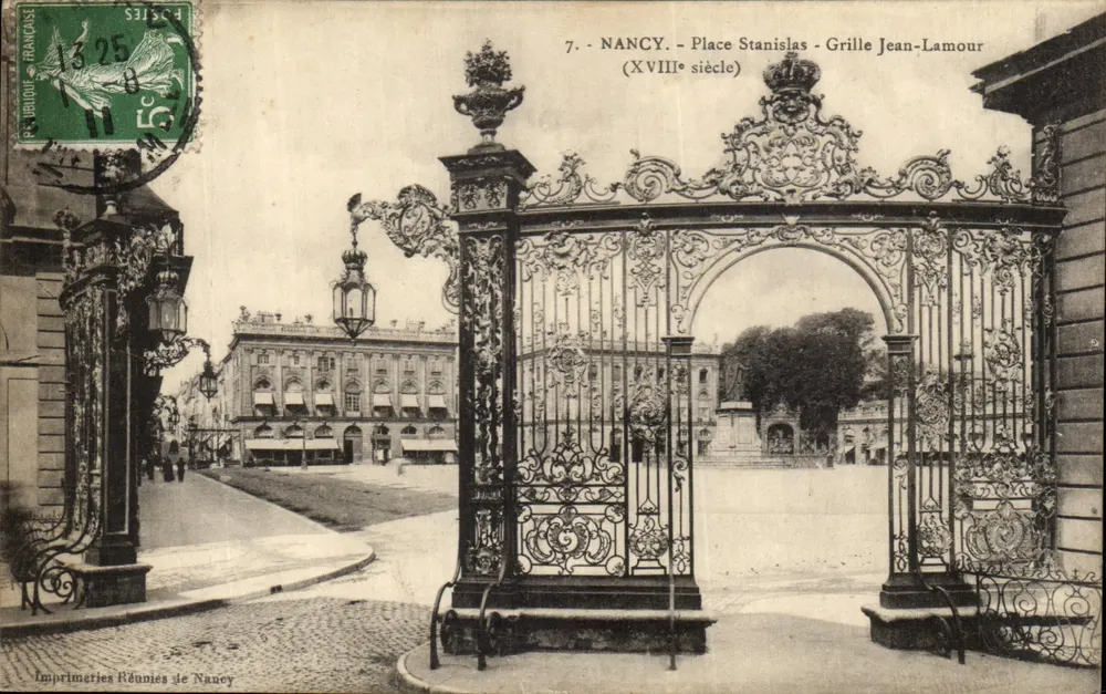 NANCY - Pátio Stanislas - Grade Jean-Lamour (século XVIII) — Impreunidas de Nancy, n°7 - Frente