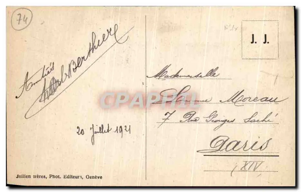 Chamonix e o Mont-Blanc — J. J. 7719 — editor J. J. - Verso