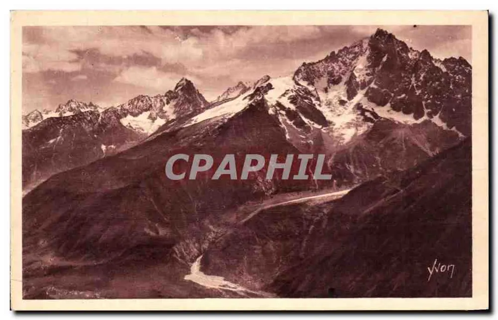 Aiguilles do Mont Blanc — Vista tirada do Planpraz — Les Éditions d'Art Yvon, Paris - Frente