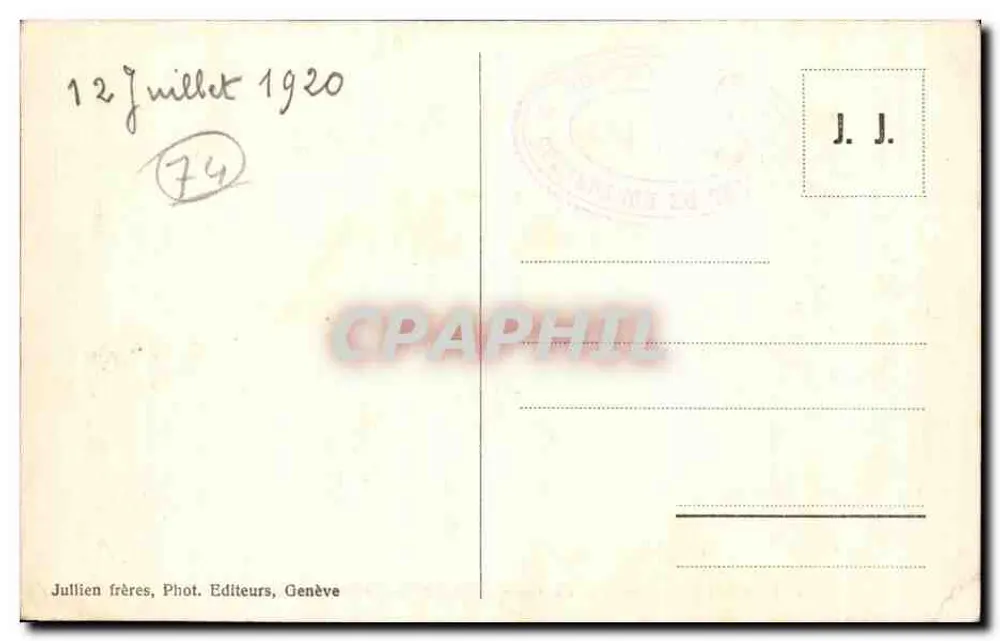 Chamonix — Ansicht der Mer de Glace-Eisfläche und des Hotels du Montanvert (Höhe 1921 m) — J.J. 93 - Rückseite