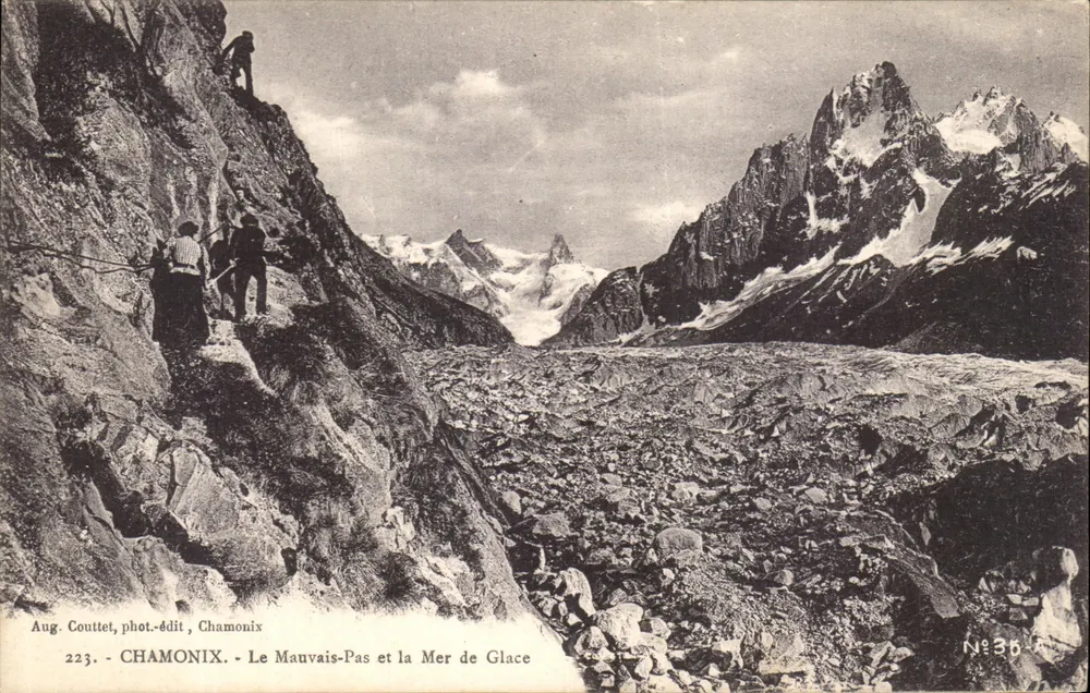 Chamonix — O Mauvais-Pas e a Mer de Glace — Aug. Couttet, fot.-edit., Chamonix, N°36 - Frente