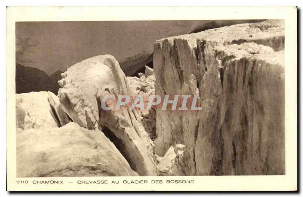 Chamonix — Fenda no Glacier des Bossons — Editor Braun & Cie, n° 12110 - Frente