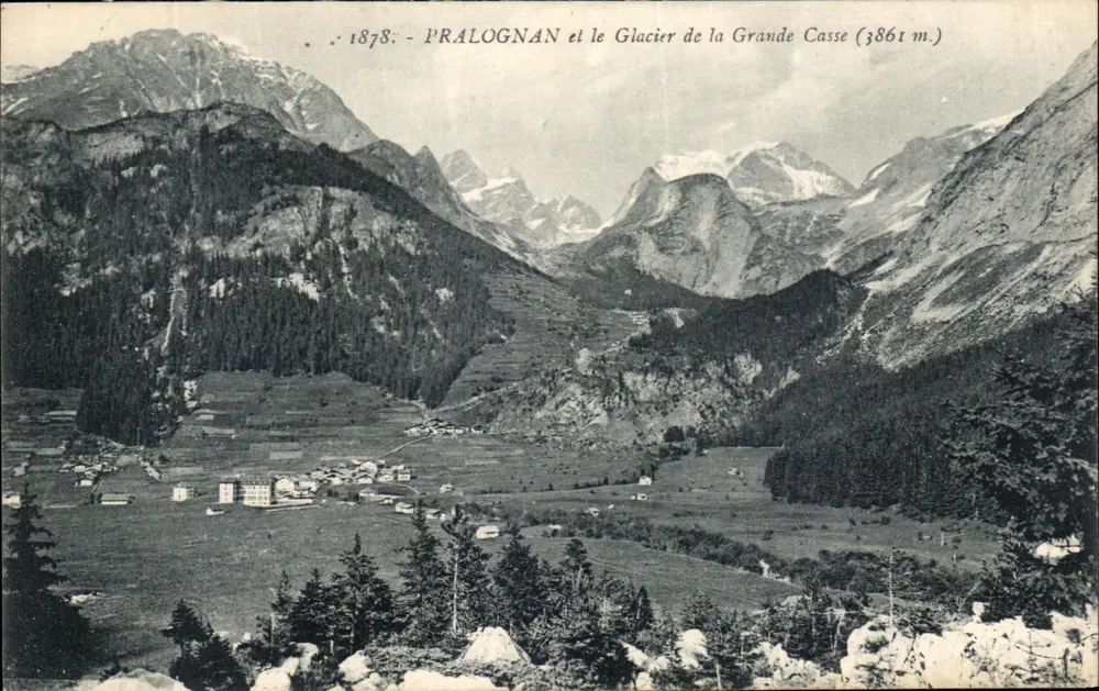 Pralognan und der Gletscher der Grande Casse (3861 m.) — Panoramablick — Sammlung 'La Plus Belle', F. de Migeur, Chambéry - Vorderseite