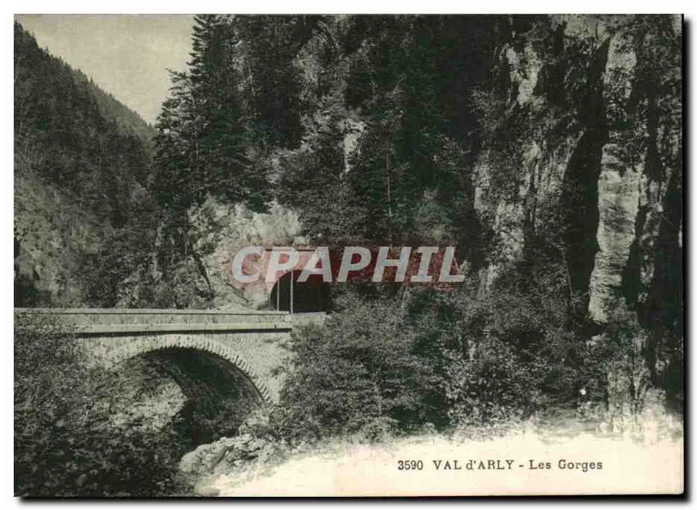 Val d'Arly - As Gorges — ponte de pedra em um canyon florestal — edição 'Les Jolis Corns de Savoie' n°3590 - Frente