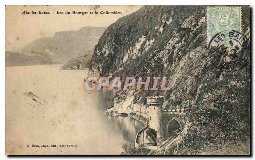 Aix-les-Bains - Lago do Bourget e o Collombier — G. Brun, fot.-edit, Aix (Savoie) - Frente