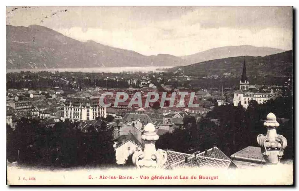 Aix-les-Bains — Vista geral e Lago do Bourget — J. S., edit. - Frente