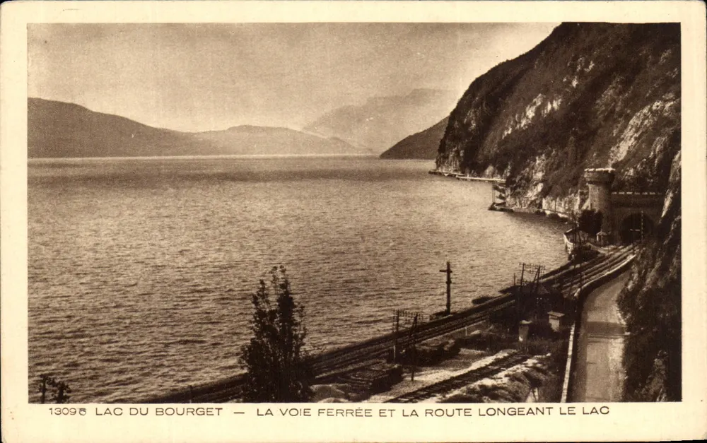 See Bourget — Die Eisenbahn und die Straße entlang des Sees — Braun & Cie, Dornach - Vorderseite