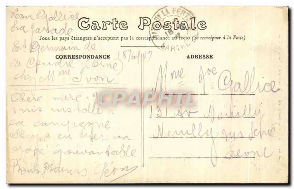 La Ferté-Bernard — Der Huisne am Stadttor — Verlag J. B. - Rückseite