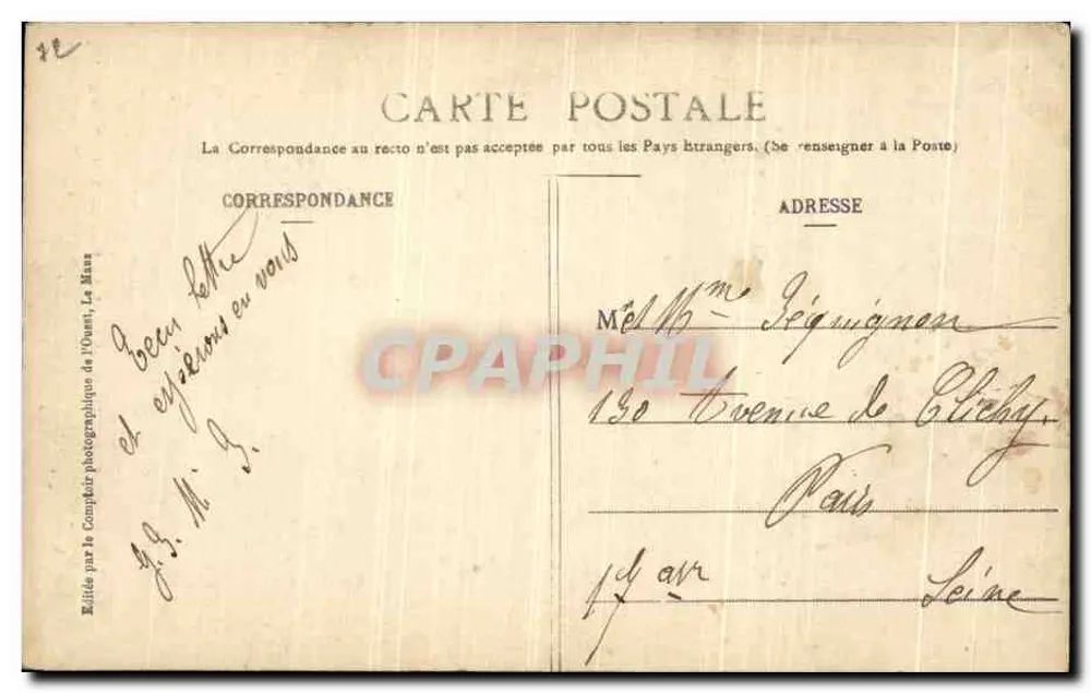 Le Mans — Die Kathedrale, Südseite — Verlag: Chiche & Garczynski, n° 106 - Rückseite