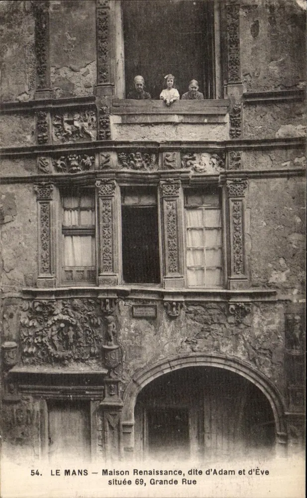 LE MANS — Renaissance-Haus, genannt Adam und Eva, gelegen 69, Grande Rue - Vorderseite