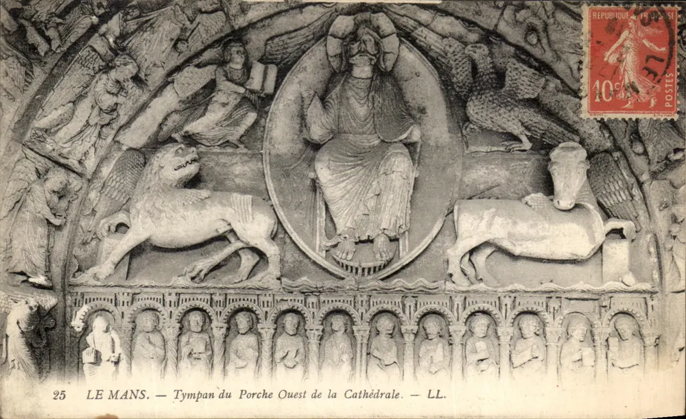 Le Mans — Tympan des Westportals der Kathedrale — LL. - Vorderseite