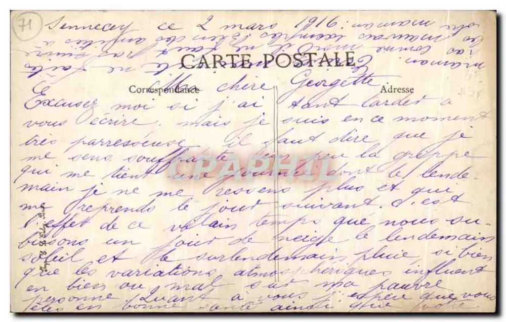 Sennecy-le-Grand — Panoramablick und Berg — Verlag Bosser - Rückseite