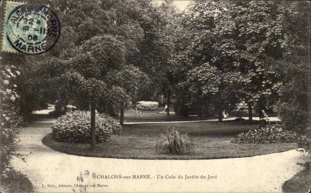 Châlons-sur-Marne — Ein Eck des Jardins du Jard — L. Goëx, Verlag, Châlons-sur-Marne - Vorderseite