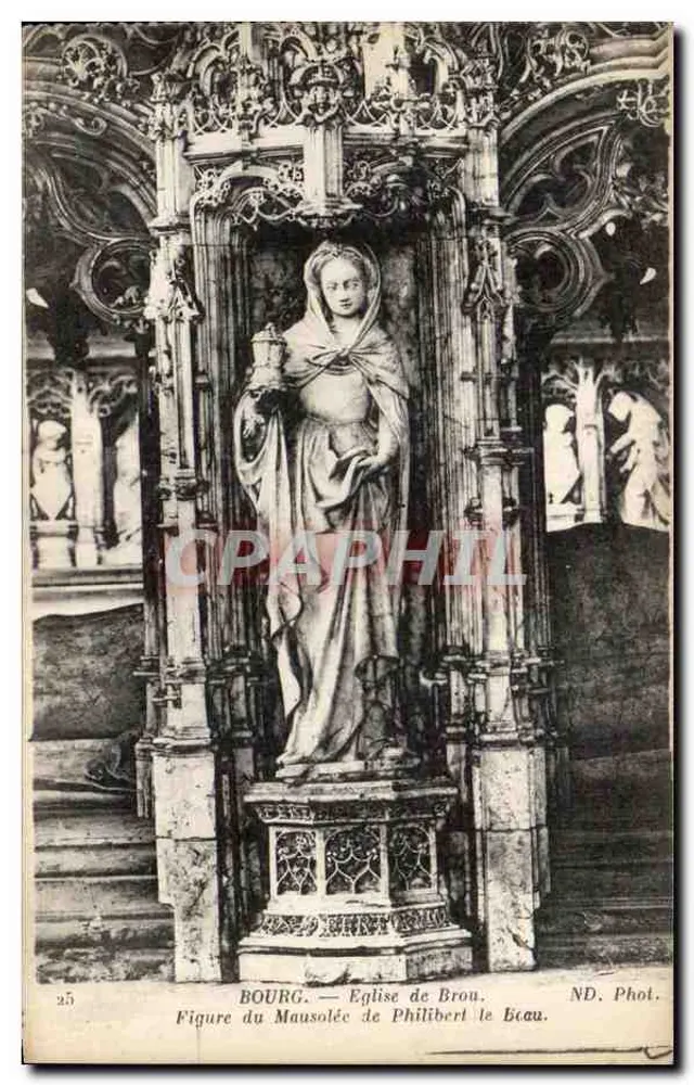 Figur des Mausoleums von Philibert le Beau — Kirche von Brou — ND. Phot. - Vorderseite