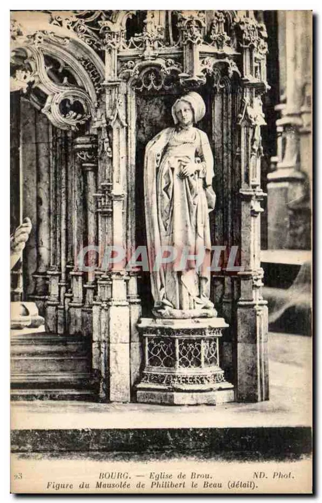 Bourg — Kirche von Brou. Figur des Mausoleums von Philibert le Beau (Detail). ND. Phot. - Vorderseite