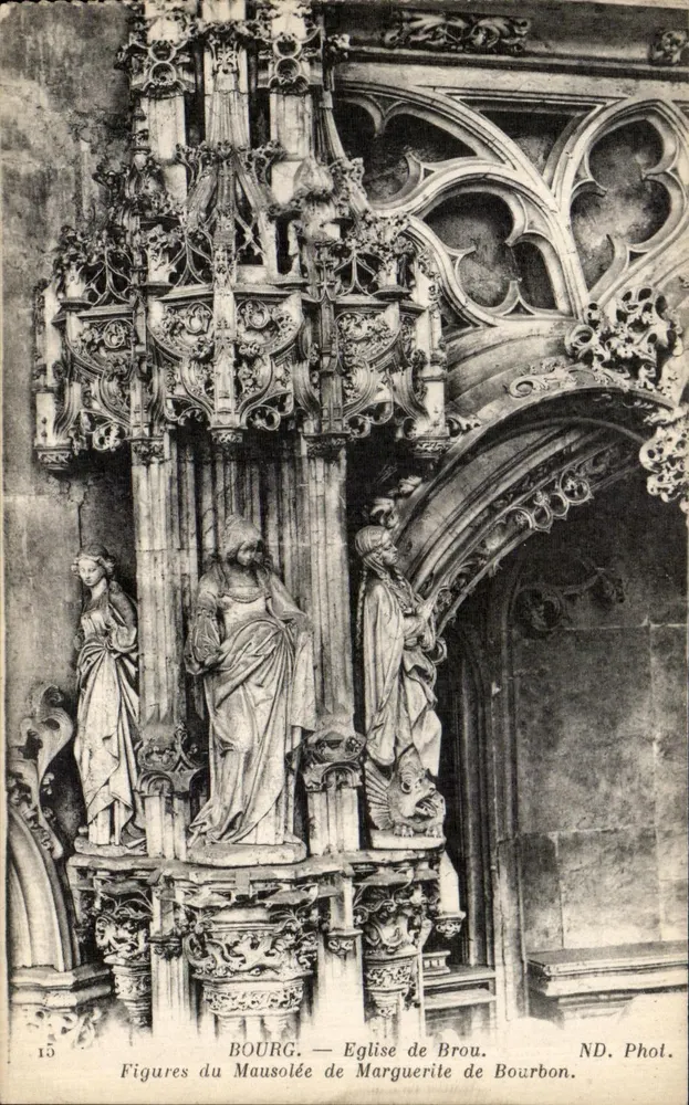 Bourg — Kirche von Brou. Figuren vom Mausoleum von Marguerite de Bourbon — ND. Phot. - Vorderseite