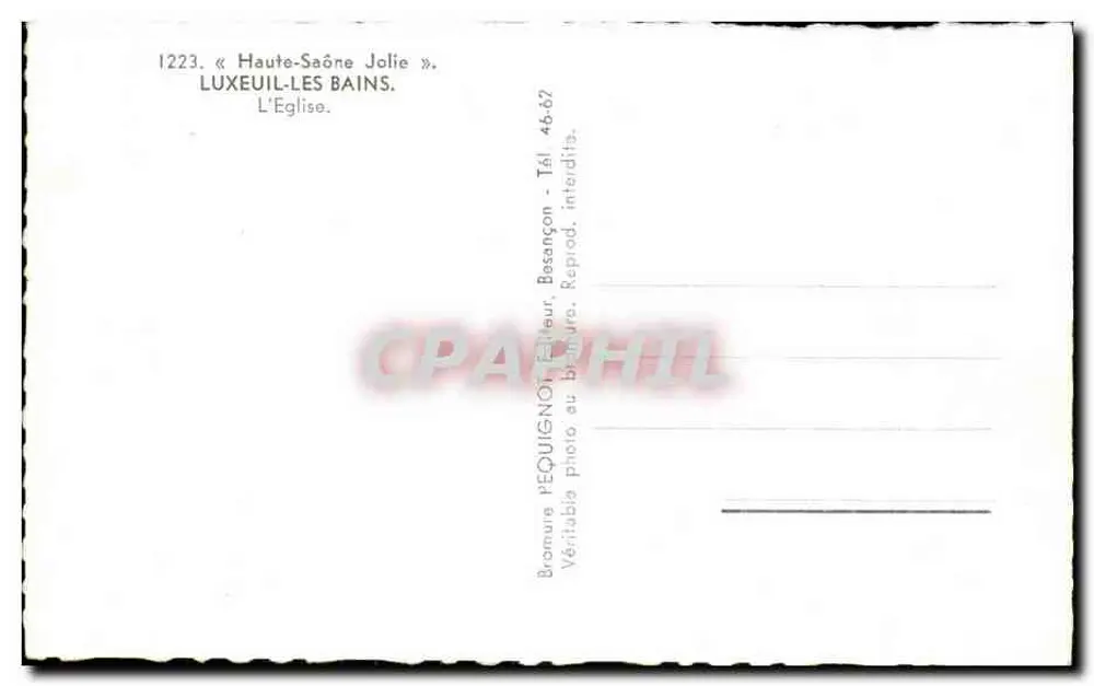 A Igreja — Luxeuil-les-Bains — editor PÉQUIGNOT, Besangon - Verso