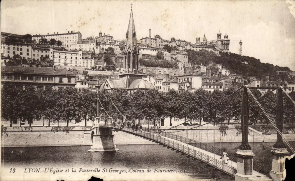 LYON - Die Kirche und die Hängebrücke St-Georges - Kuppe von Fourvière - Verlag LL - Vorderseite