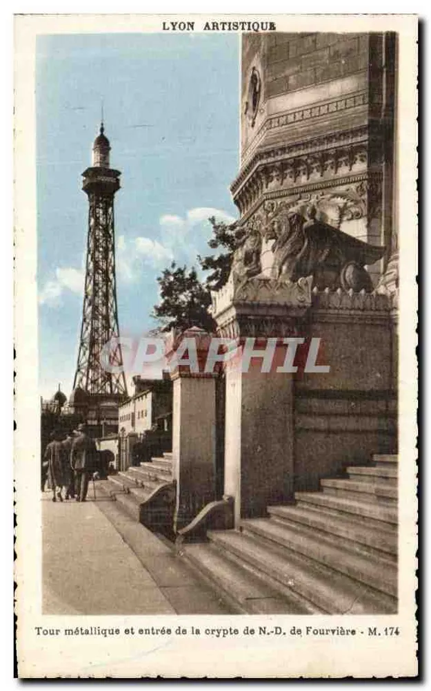 Metalltürme und Eingang zur Kapelle der N.-D. de Fourvière — Lyon Artistique, M. 174 - Vorderseite