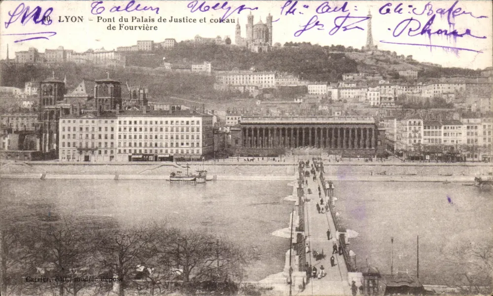 LYON — Pont du Palais de Justice und Fourvière-Hügel — Carrier, Verlag, eingetragenes Design - Vorderseite