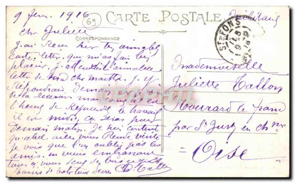 LYON — Pont du Palais de Justice und Fourvière-Hügel — Carrier, Verlag, eingetragenes Design - Rückseite