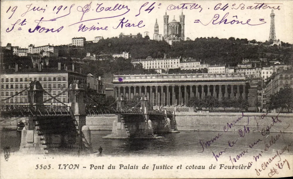 LYON — Pont du Palais de Justice und Fourvière-Hügel — Verlag C. L. B. n° 5505 - Vorderseite