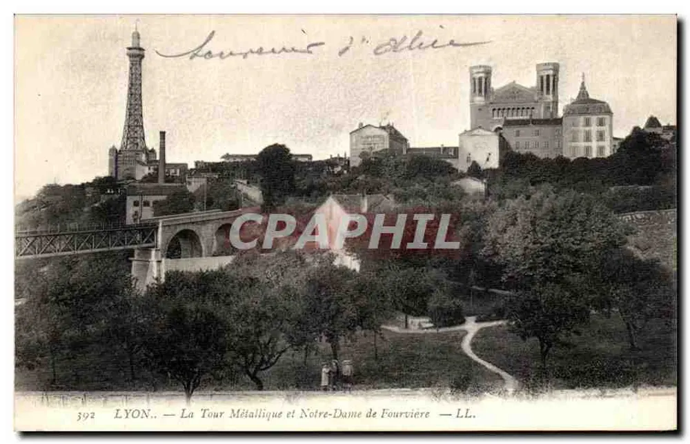 LYON. — Die Metalltürme und Notre-Dame de Fourvière — LL. - Vorderseite