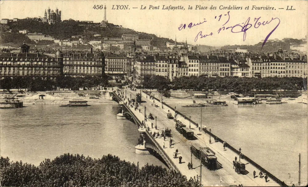 LYON — Der Lafayette-Brücke, die Place des Cordeliers und Fourvière — LL. n°456 - Vorderseite