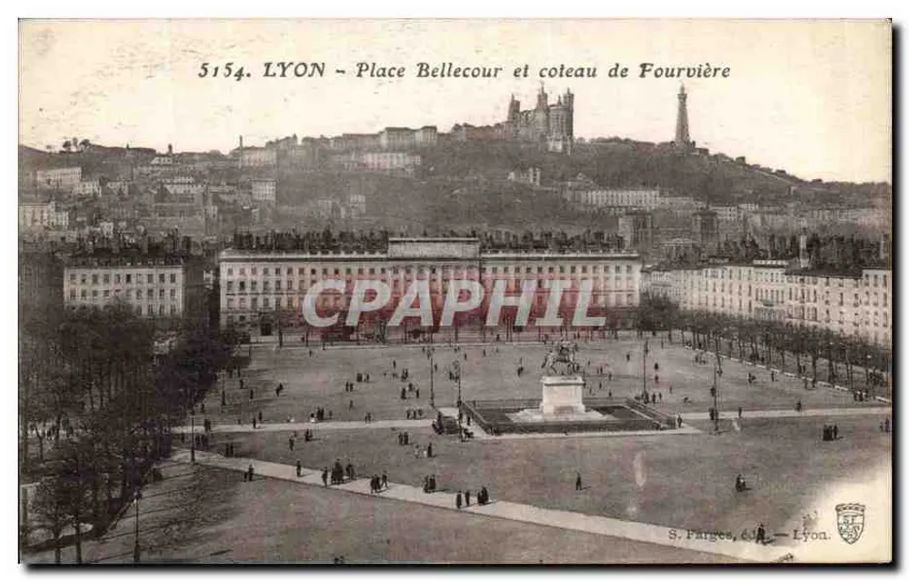 LYON - Place Bellecour und Hügel Fourvière — S. Farges, Lyon, n°5154 - Vorderseite