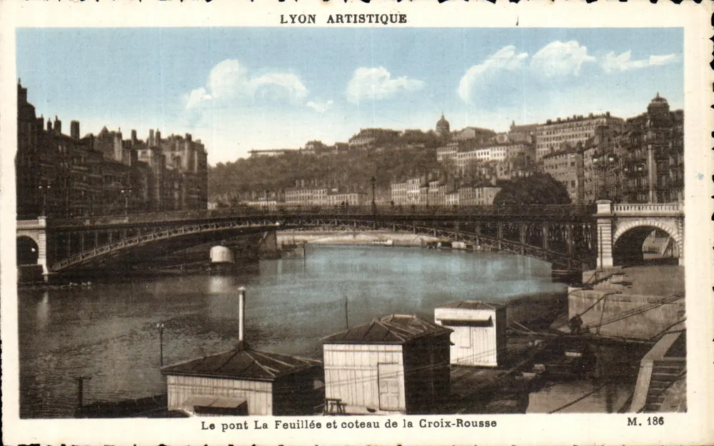 Die Brücke La Feuillée und der Hügel Croix-Rousse — Lyon Artistique — M. 186 - Vorderseite