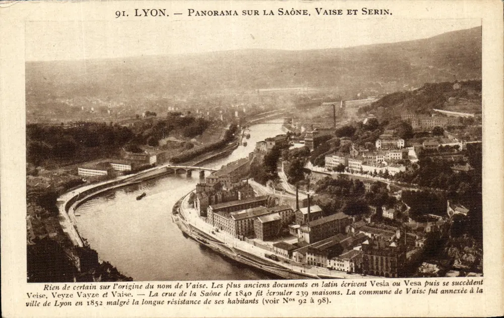 LYON — Panorama über die Saône, Vaise und Serin — Anonymer Verlag, Nr. 91 - Vorderseite