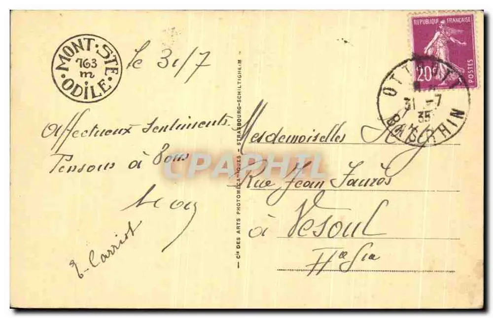 Monte Ste-Odile (alt. 763 m) — A Grande Cour — CI DES ARTS PHOTOS-LIMOGES - Verso