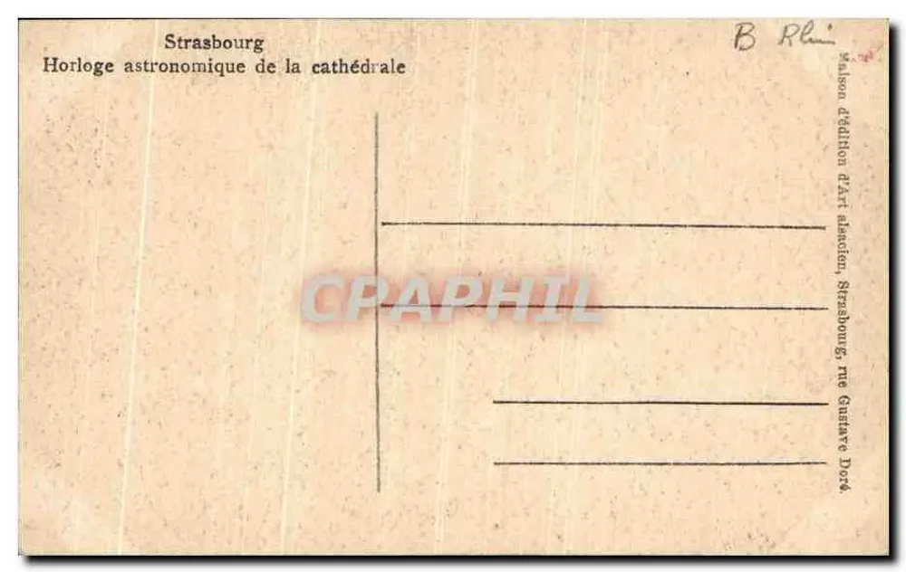 Straßburg — Astronomische Uhr der Kathedrale — Salaison d'Édition d'Art sélection, Straßburg, n° 104 - Rückseite