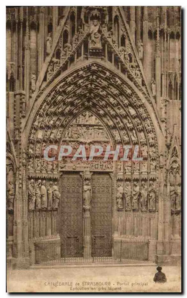 Catedral de Estrasburgo — Portal principal — Execução em gesso colorido — Editor: Les Fils de Victor Philippe S.a.r.l. (Alsácia) - Frente