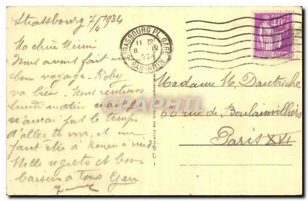 Strasbourg - A Catedral — editor C'Affiches des Arts, n° 341 - Verso